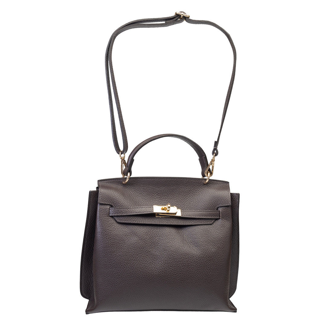 Damenhandtasche aus dunkelbraunem Echtleder Raluca