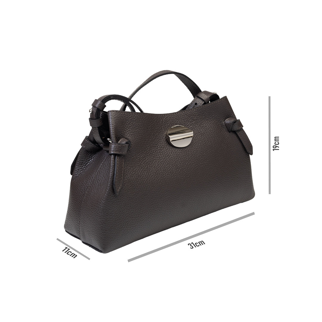 Damenhandtasche aus dunkelbraunem Echtleder Tania