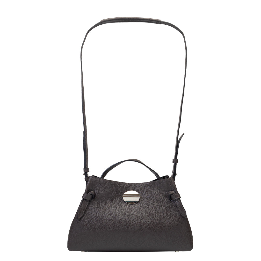 Damenhandtasche aus dunkelbraunem Echtleder Tania