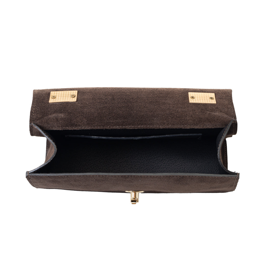 Damenhandtasche aus dunkelbraunem Echtleder Verona