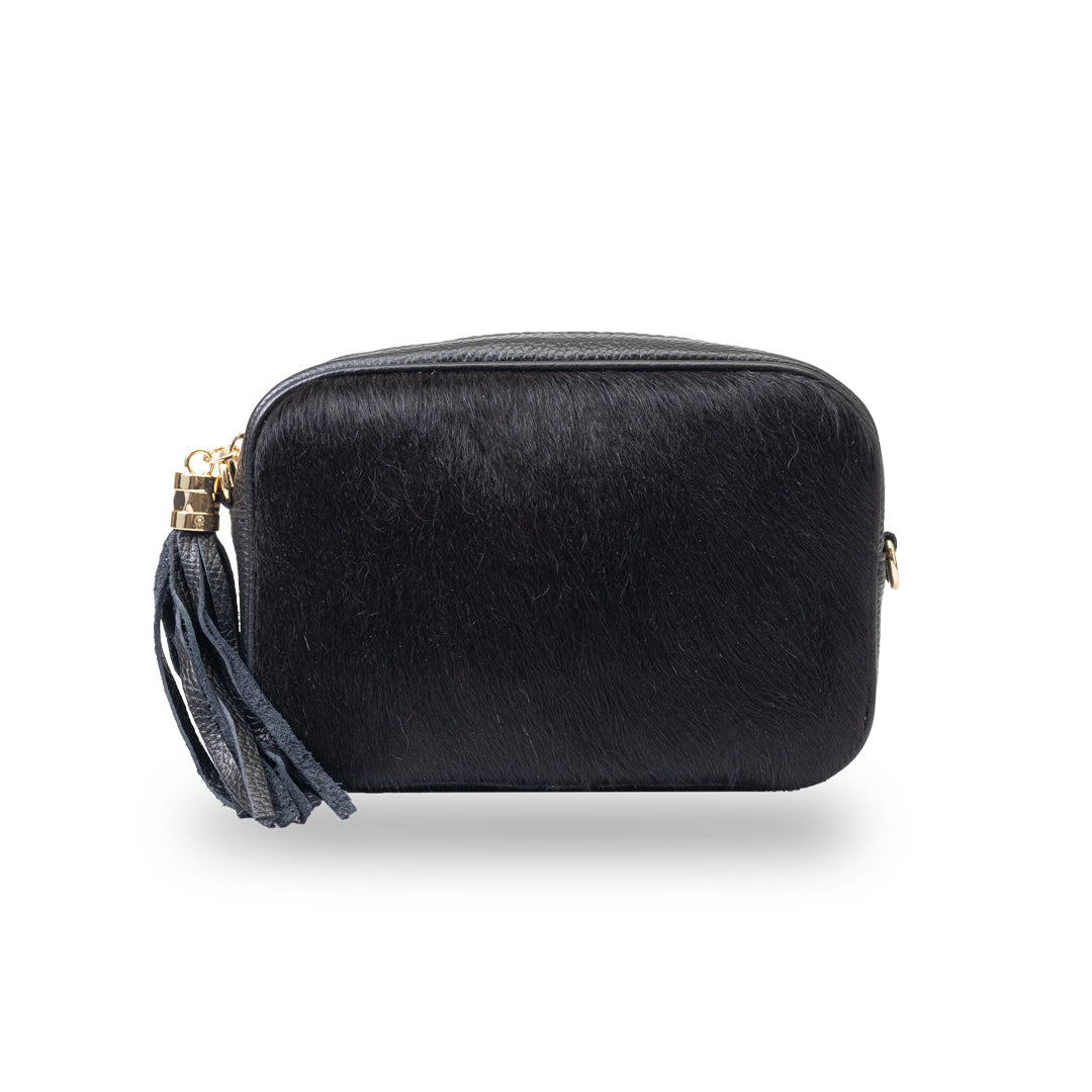 Damenhandtasche aus echtem schwarzem Leder Adela