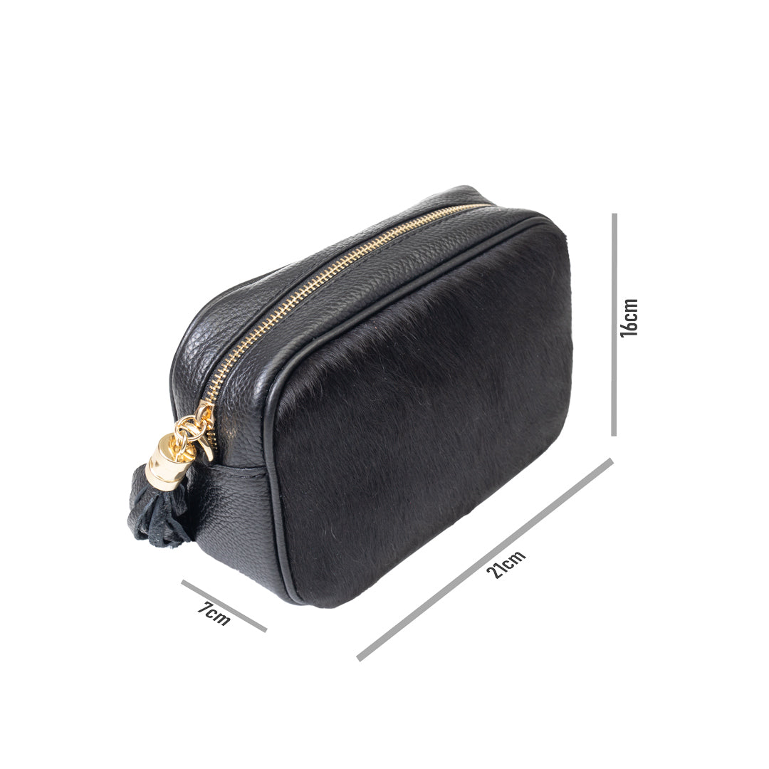 Damenhandtasche aus echtem schwarzem Leder Adela