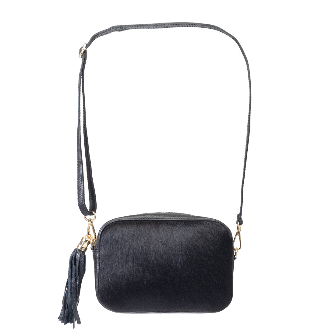 Damenhandtasche aus echtem schwarzem Leder Adela