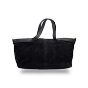 Damenhandtasche aus schwarzem Naturwildleder Bianca
