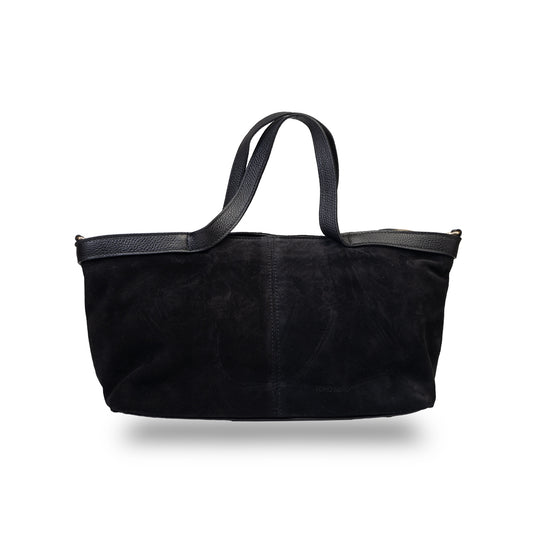 Damenhandtasche aus schwarzem Naturwildleder Bianca