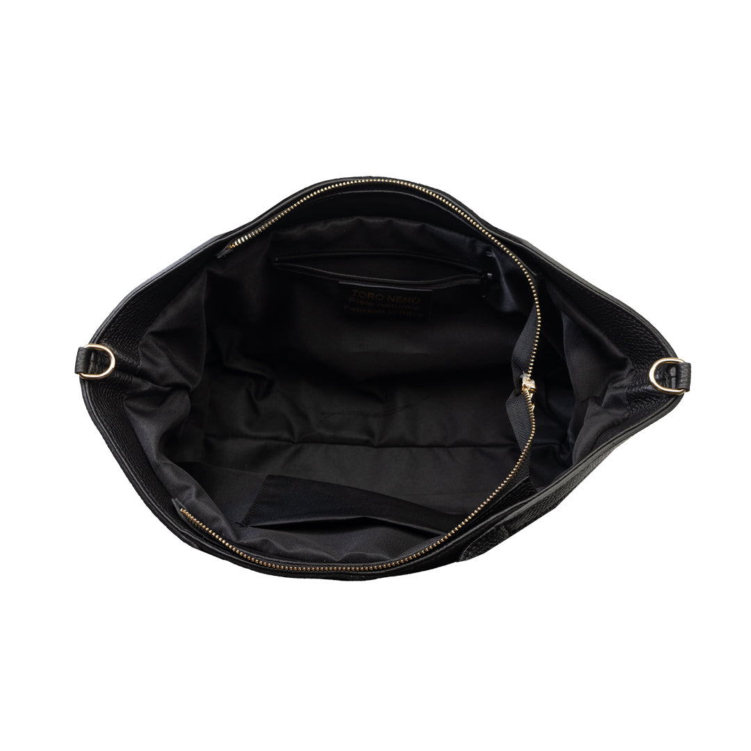 Damenhandtasche aus schwarzem Naturwildleder Bianca