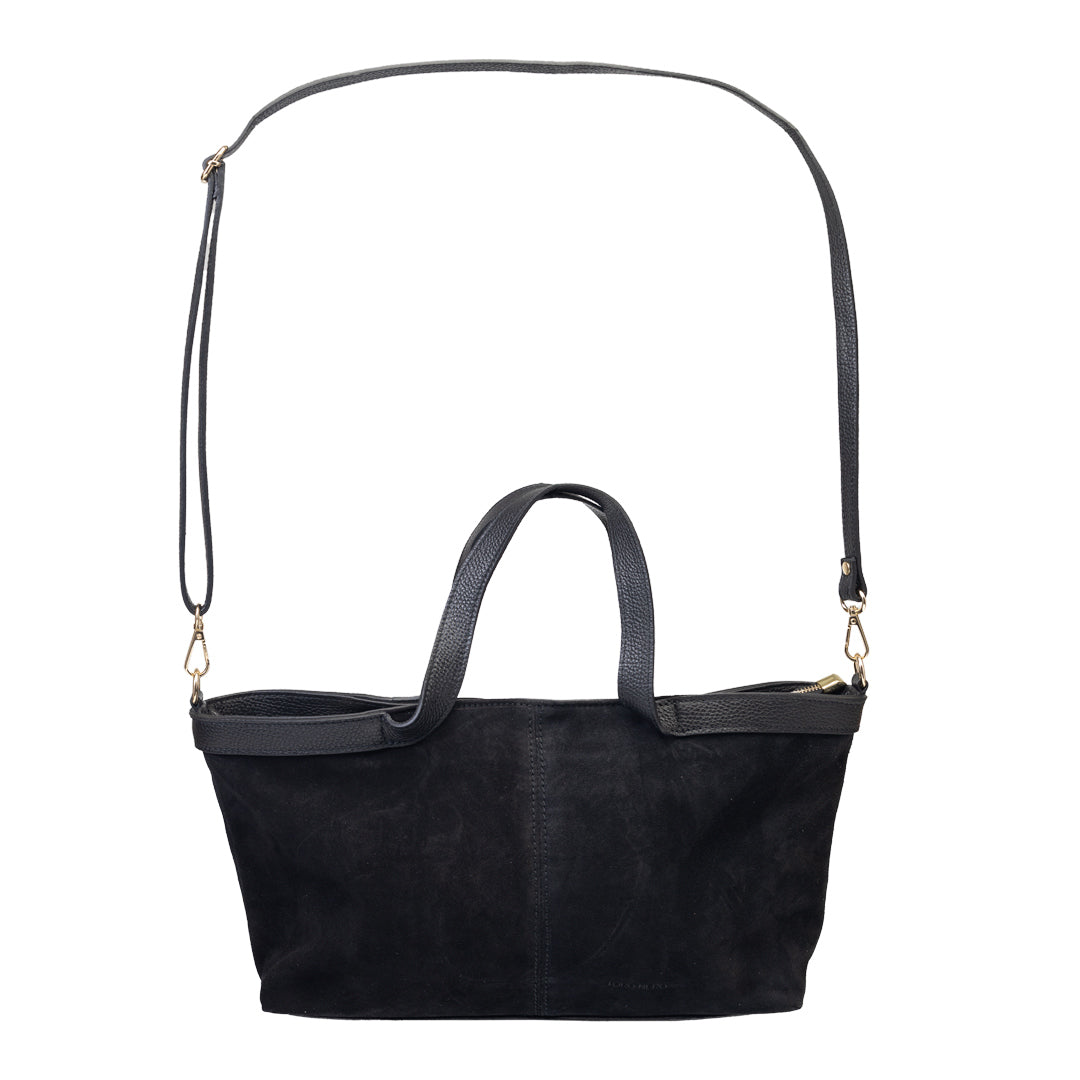 Damenhandtasche aus schwarzem Naturwildleder Bianca