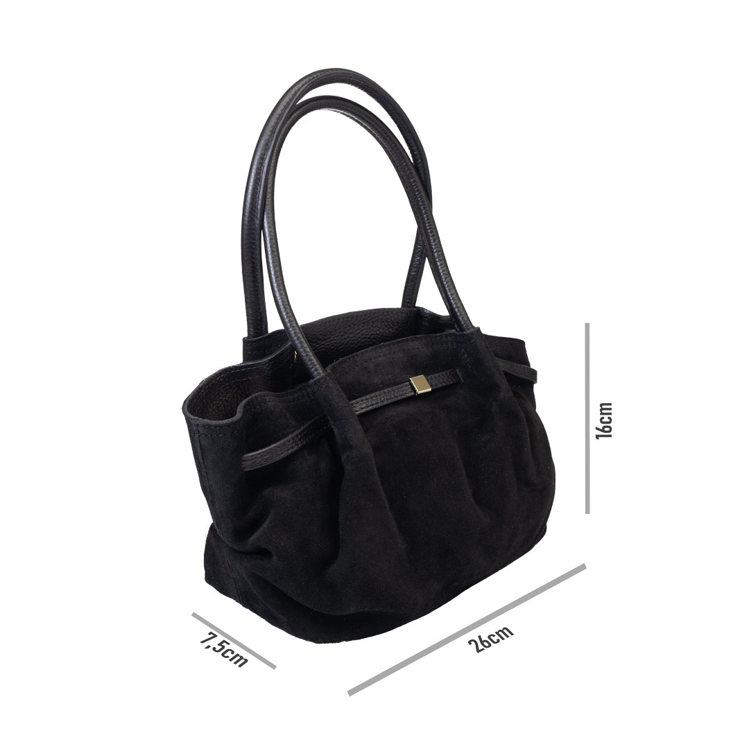 Damenhandtasche aus echtem Leder schwarz Elena