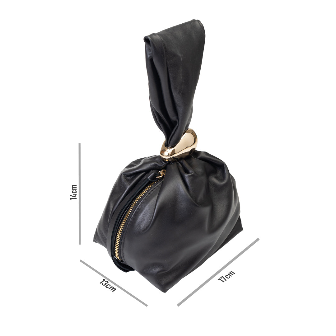 Damenhandtasche aus echtem Leder, schwarz, Eliza