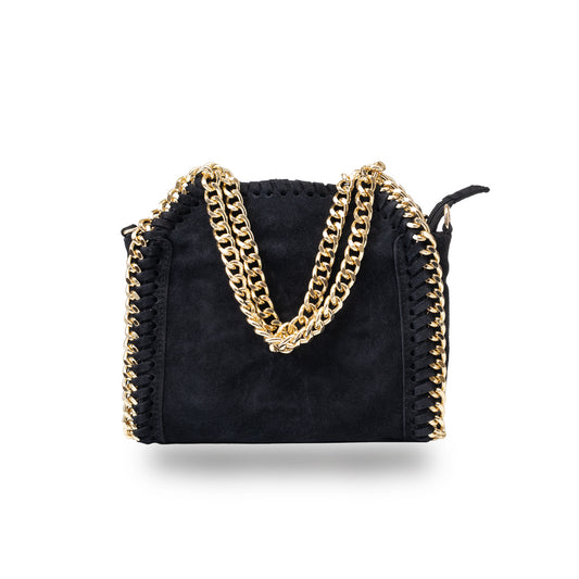 Damenhandtasche aus echtem Leder schwarz Ilona