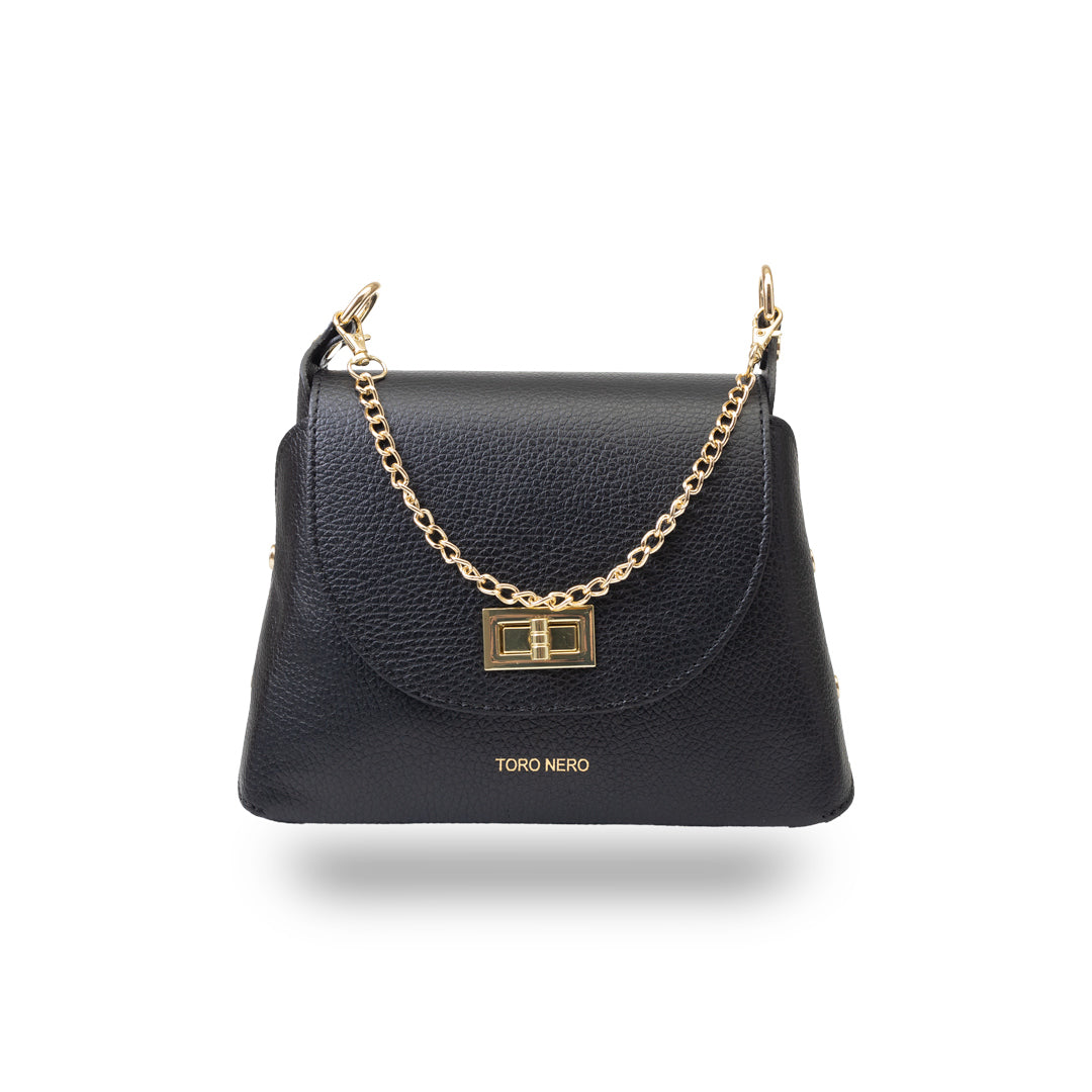 Damenhandtasche aus echtem Leder, schwarz, Raisa