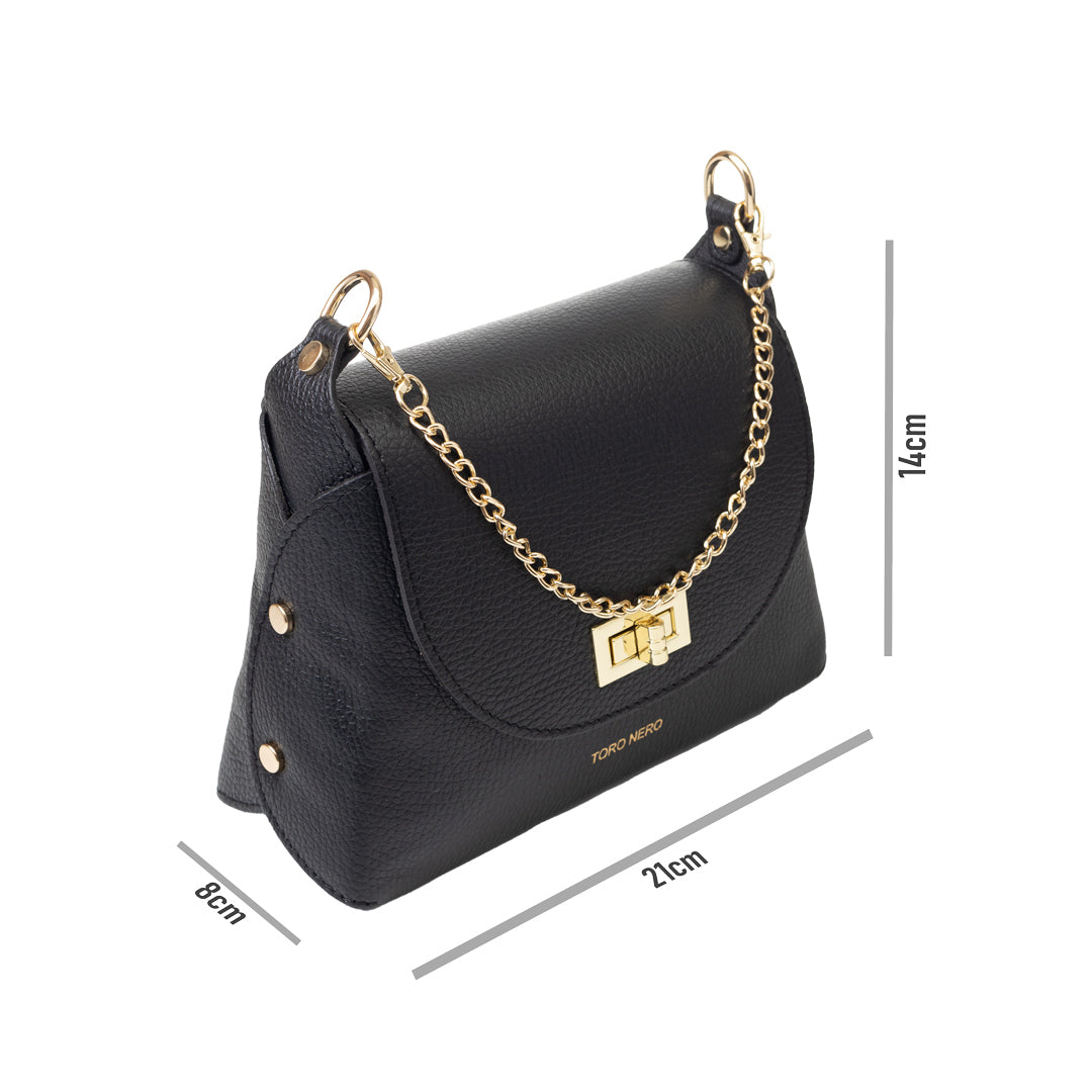 Damenhandtasche aus echtem Leder, schwarz, Raisa