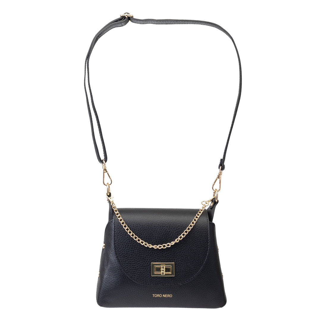 Damenhandtasche aus echtem Leder, schwarz, Raisa