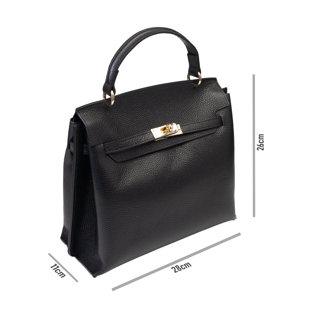 Geanta dama din piele naturala negru Raluca