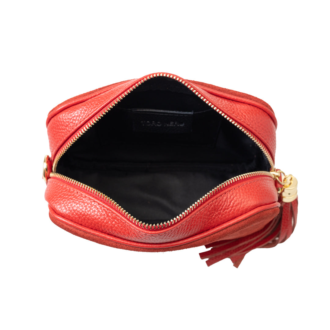 Damenhandtasche aus echtem Leder, Rot, Ancuta