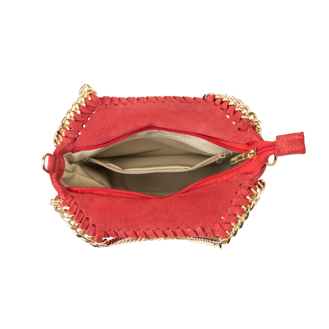 Bolso de piel natural rojo Ilona para mujer