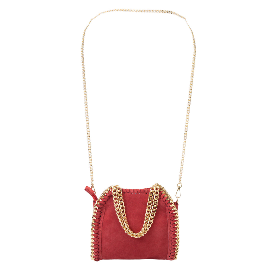 Bolso de piel natural rojo Ilona para mujer