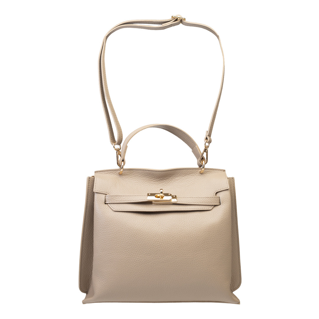 Damenhandtasche aus echtem Leder Taupe Raluca