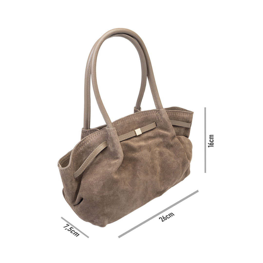 Geantă damă din piele naturala taupe inchis Elena