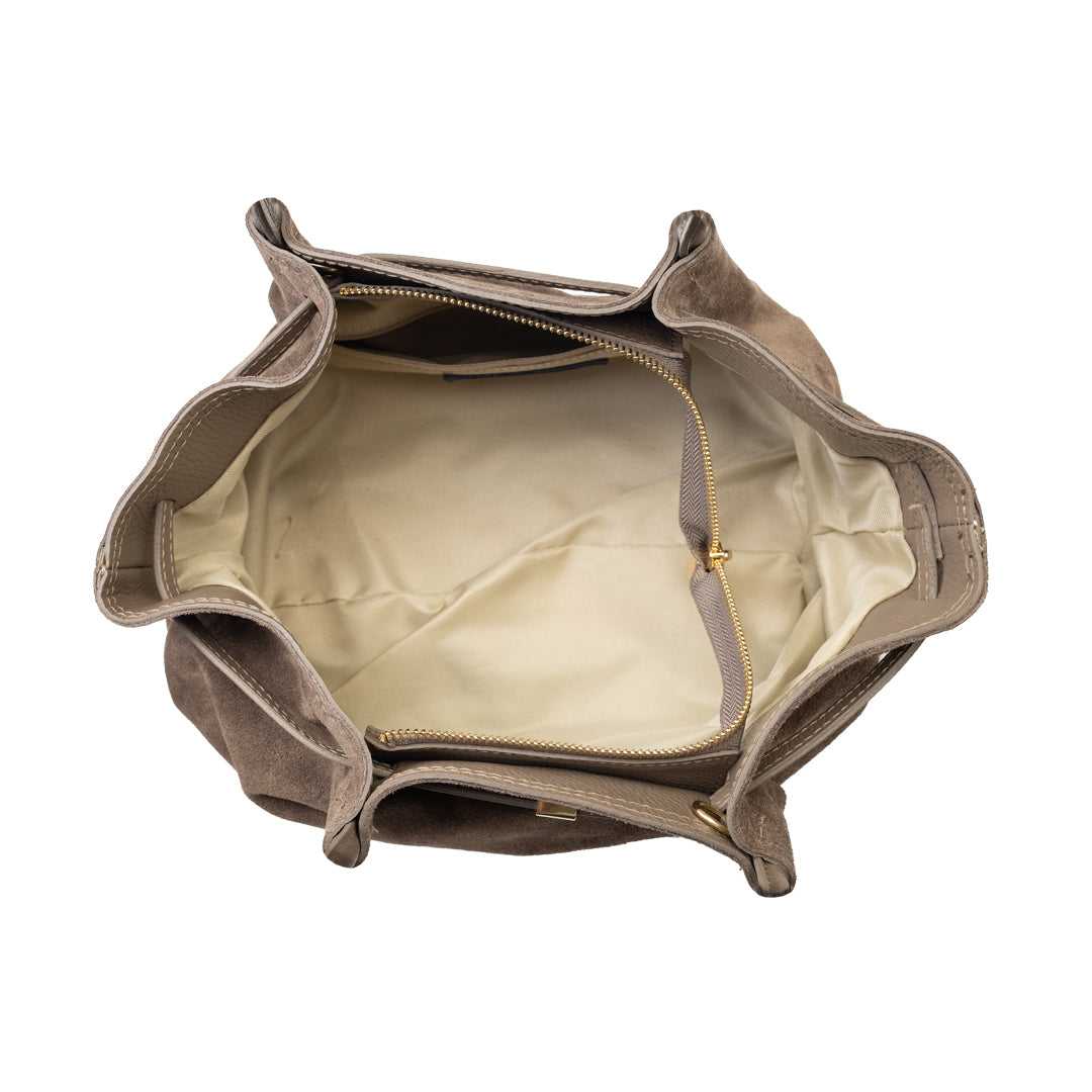 Dunkeltaupefarbene Damenhandtasche aus echtem Leder Elena