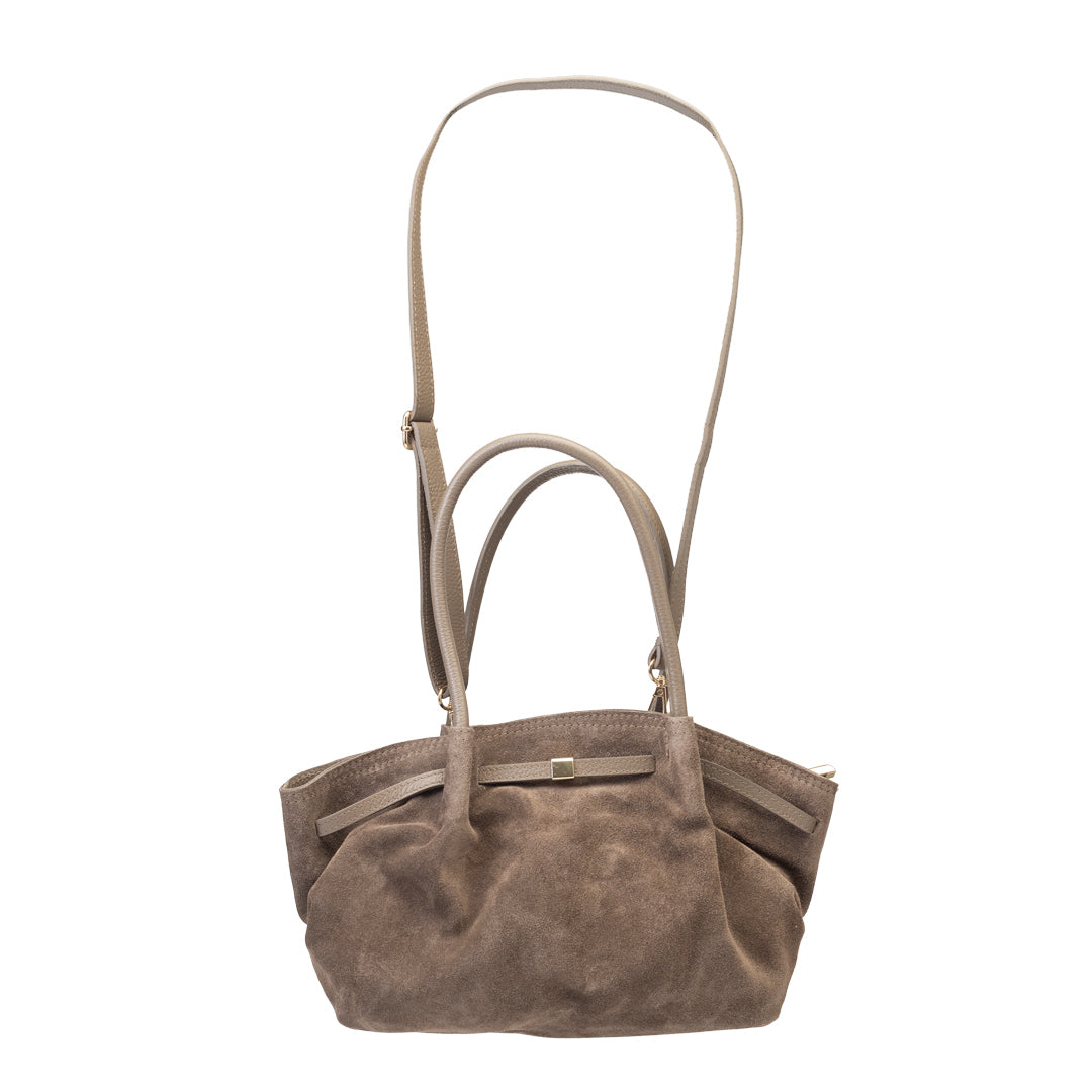 Dunkeltaupefarbene Damenhandtasche aus echtem Leder Elena