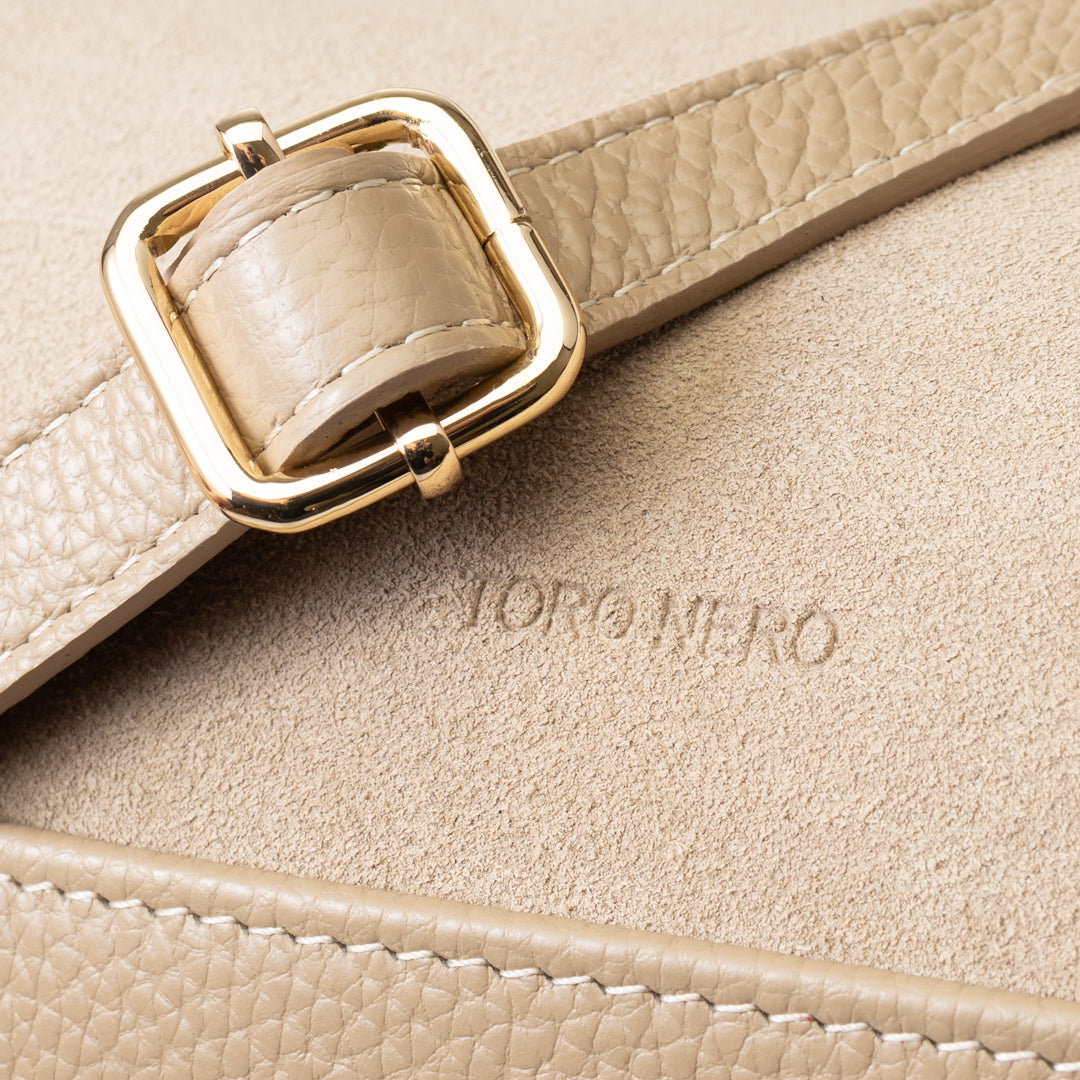 Sac femme en cuir véritable taupe clair Evelin