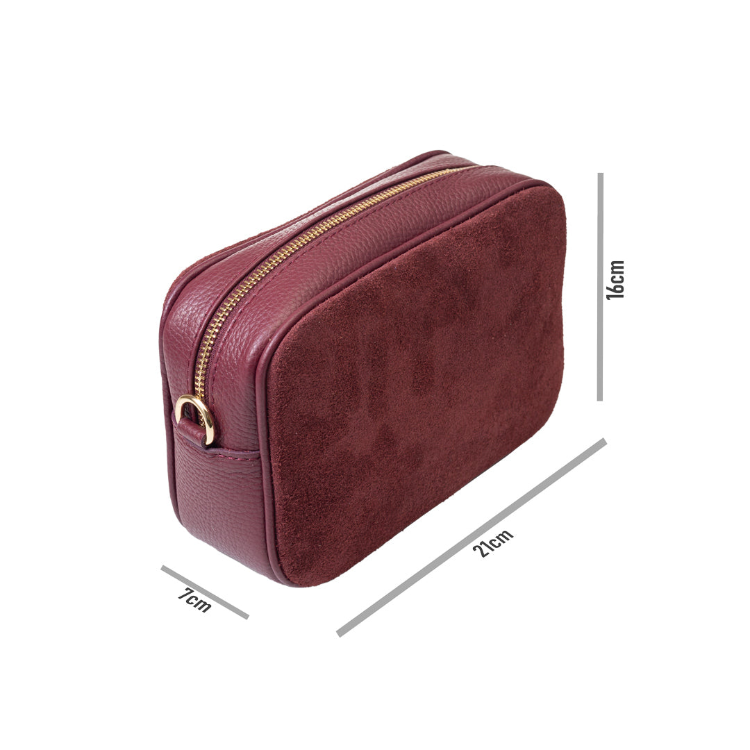 Damenhandtasche aus echtem Leder in Bordeauxrot Ancuta