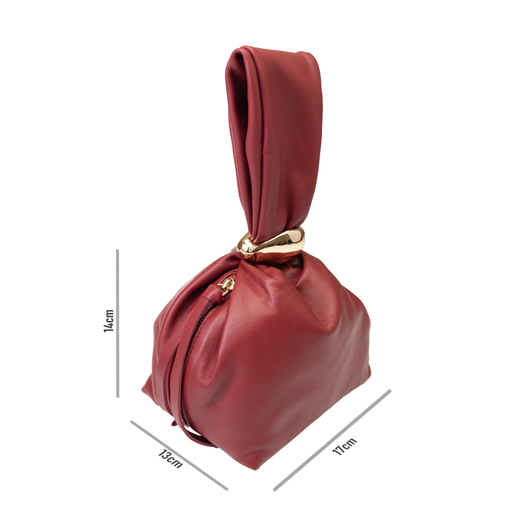 Damenhandtasche aus echtem Leder in Weinrot Eliza
