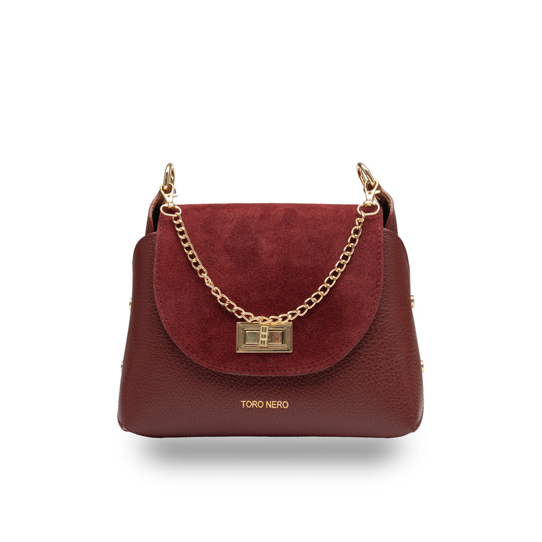 Damenhandtasche aus echtem Wildleder, Bordeaux, Raisa