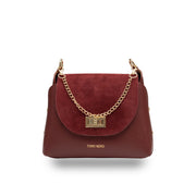 Damenhandtasche aus echtem Wildleder, Bordeaux, Raisa