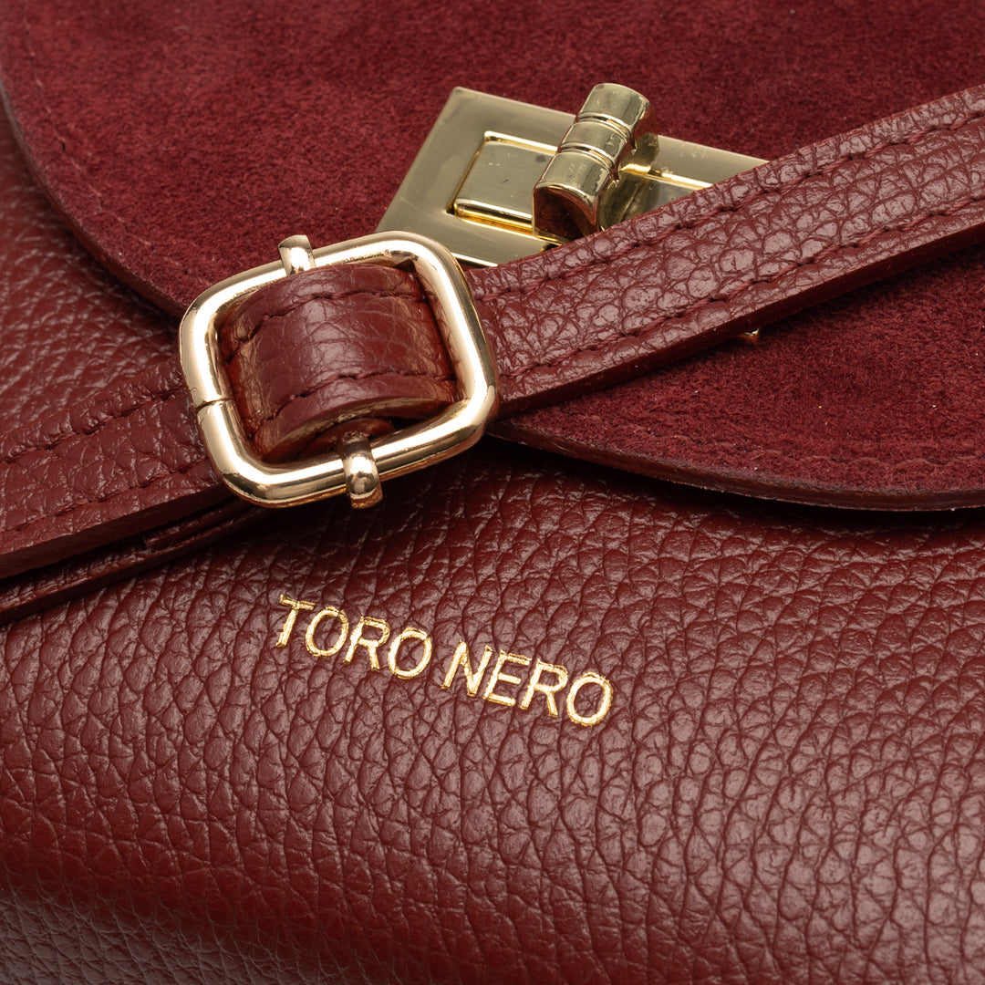 Damenhandtasche aus echtem Wildleder, Bordeaux, Raisa