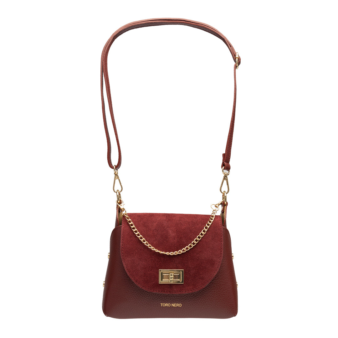 Damenhandtasche aus echtem Wildleder, Bordeaux, Raisa
