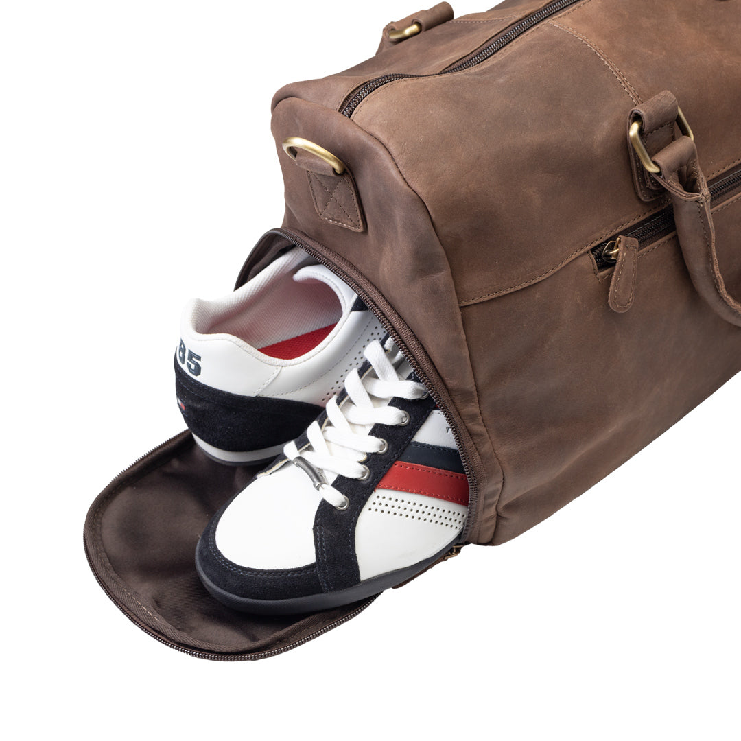 Reise-/Sporttasche aus dunkelbraunem Echtleder Travel Bag