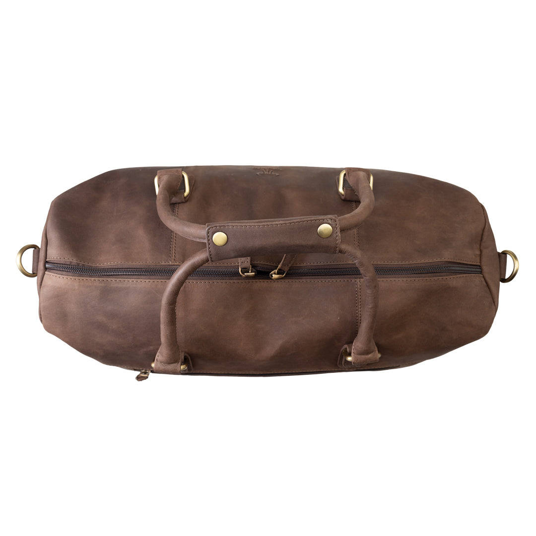 Reise-/Sporttasche aus dunkelbraunem Echtleder Travel Bag