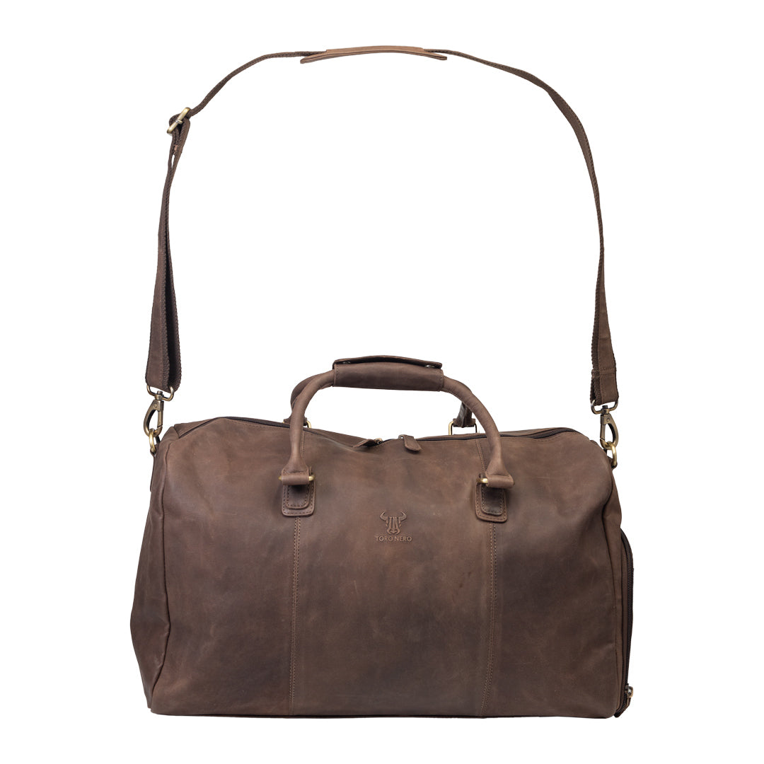 Reise-/Sporttasche aus dunkelbraunem Echtleder Travel Bag