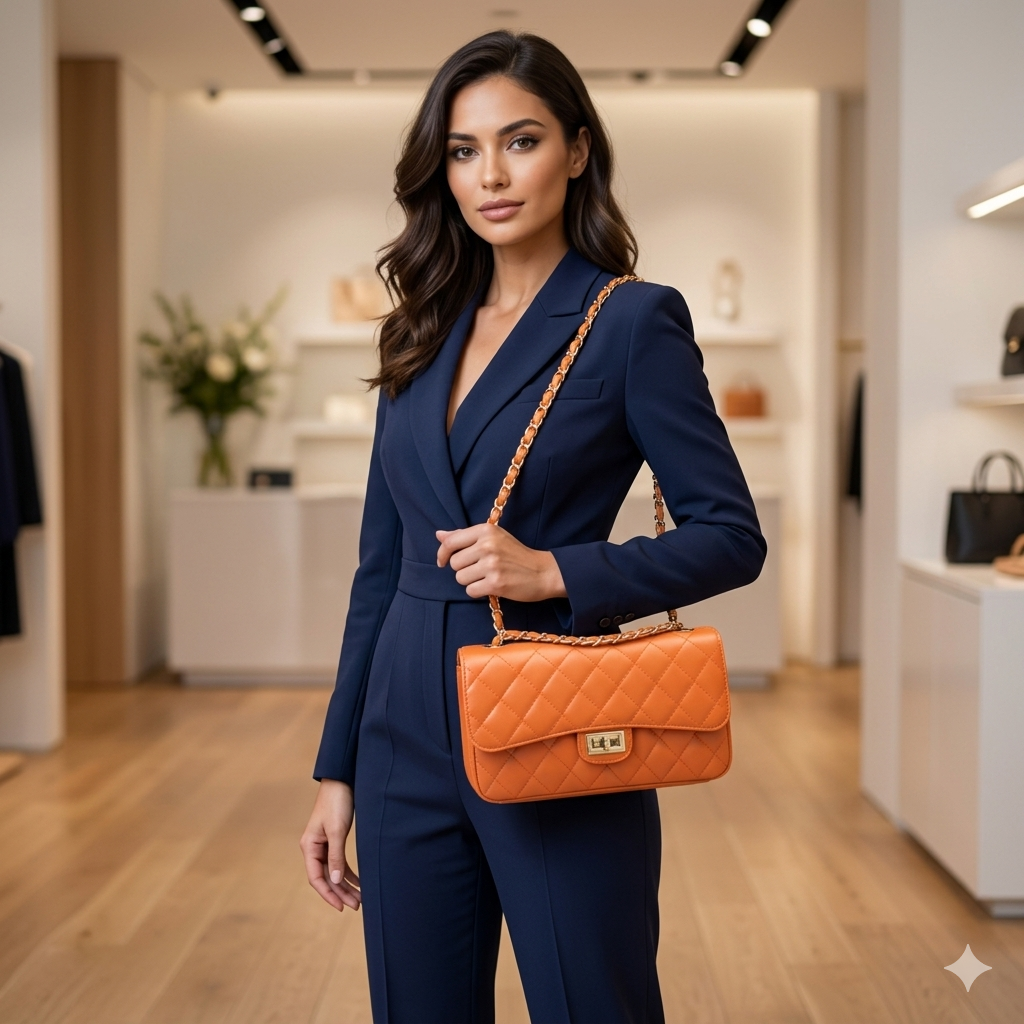 Damenhandtasche aus echtem Leder, orange, Aida