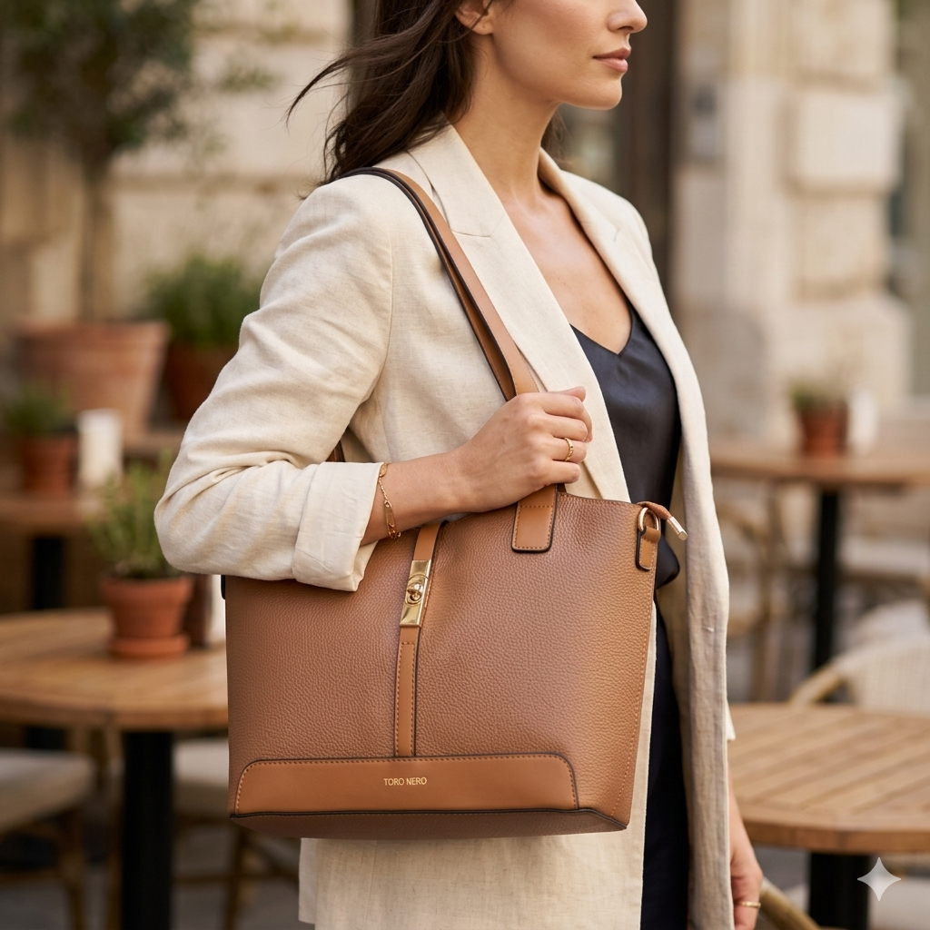 Borsa da donna in vera pelle marrone Sorina