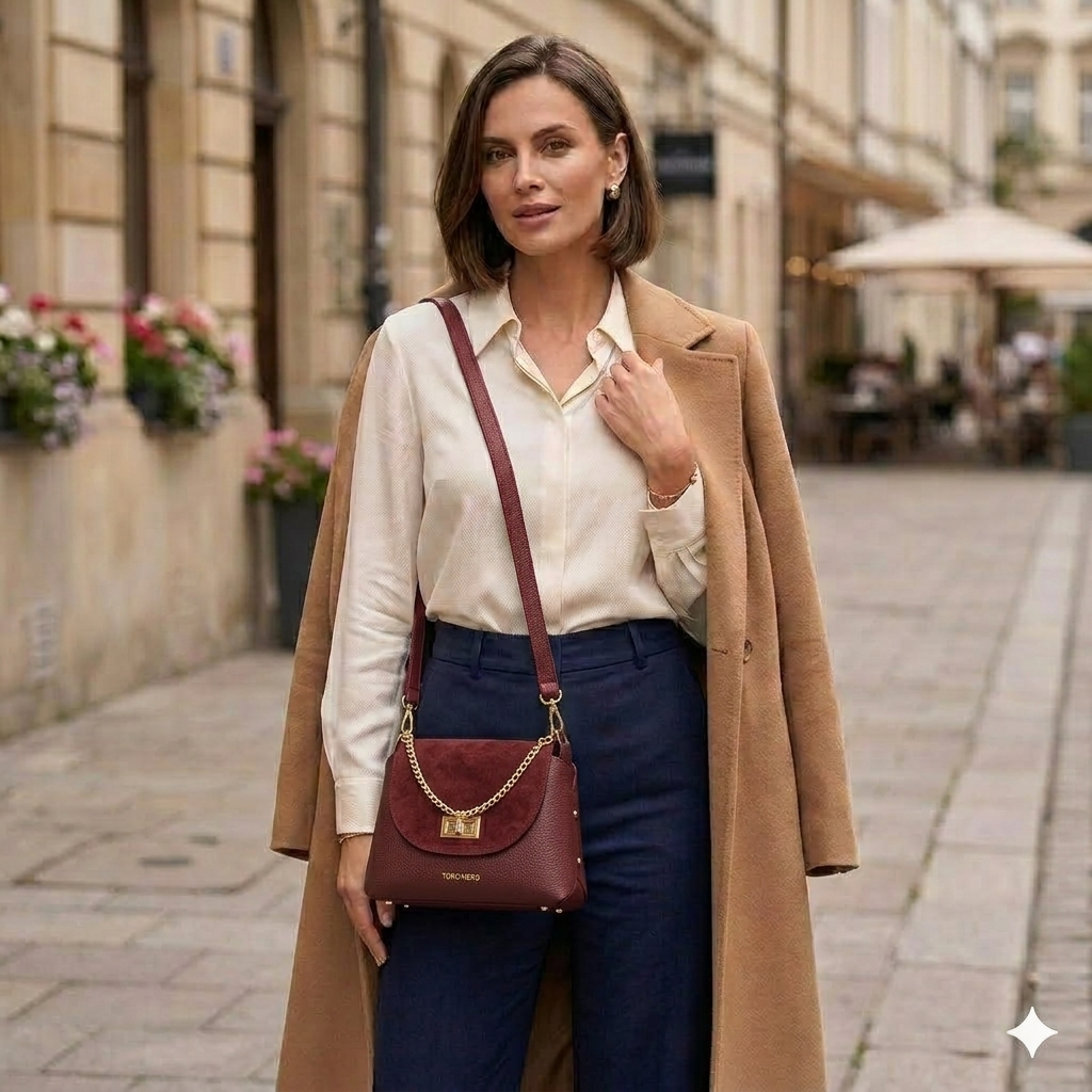 Damenhandtasche aus echtem Wildleder, Bordeaux, Raisa