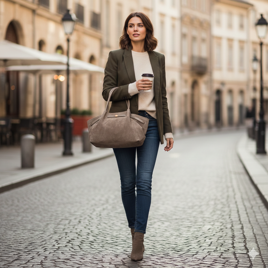 Dunkeltaupefarbene Damenhandtasche aus echtem Leder Elena