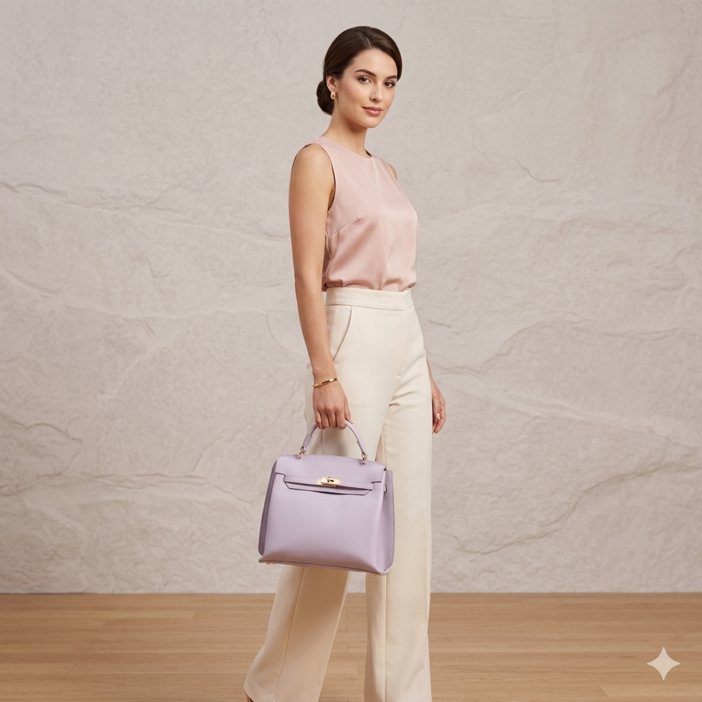Damenhandtasche aus echtem Leder lila Raluca