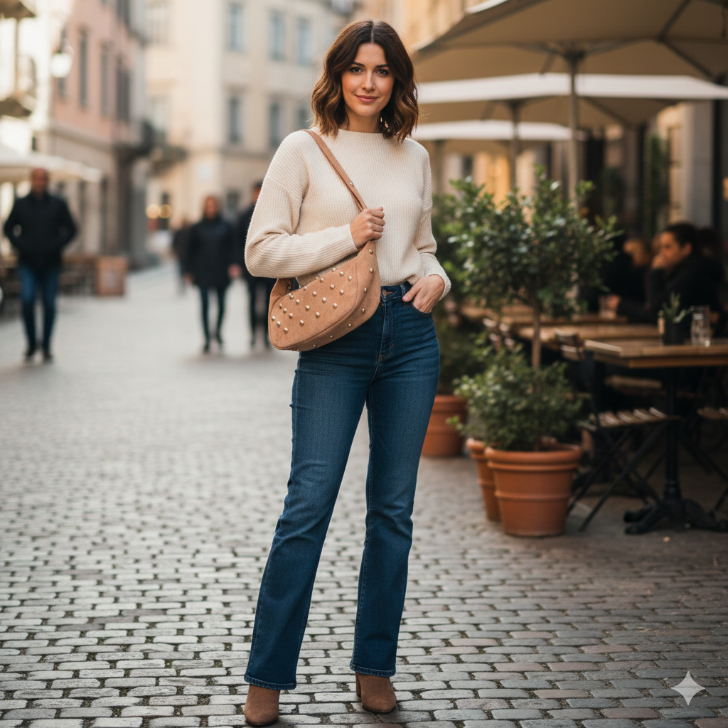 Damenhandtasche aus echtem rosafarbenem Leder Naty