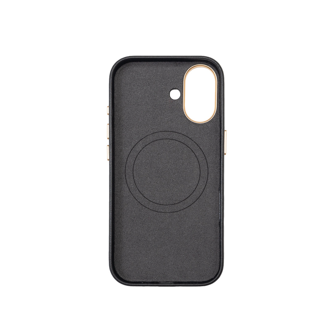 Husa telefon din piele naturala negru Iphone 17