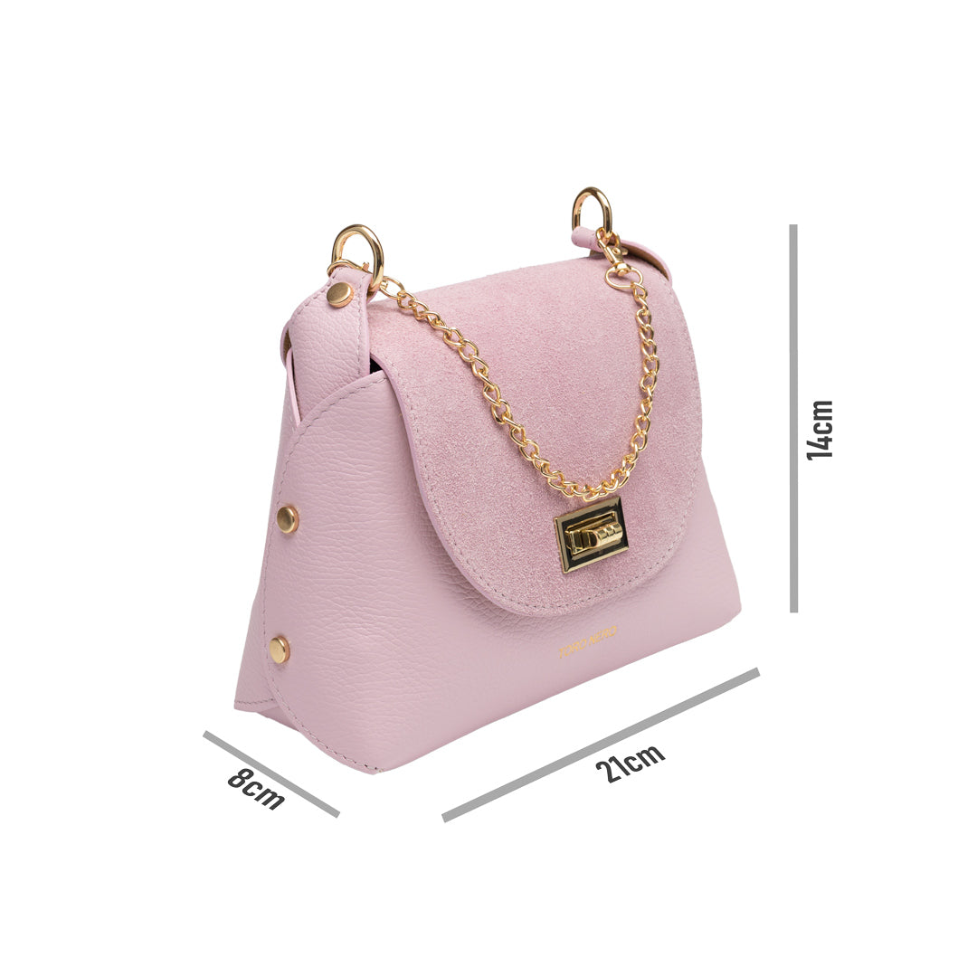 Damenhandtasche aus Wildleder, hellrosa Raisa