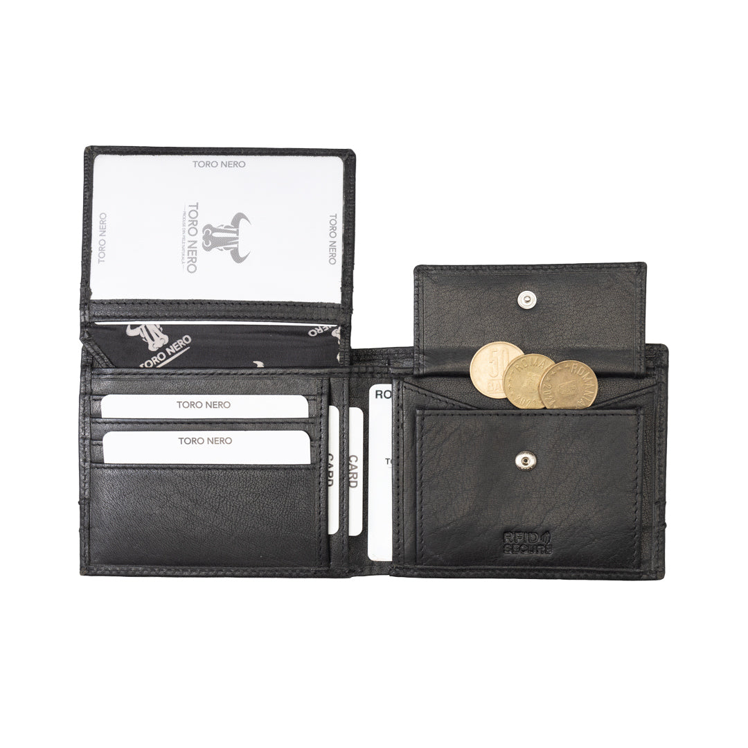 Portofel barbati din piele naturala negru Andy,protectie RFID