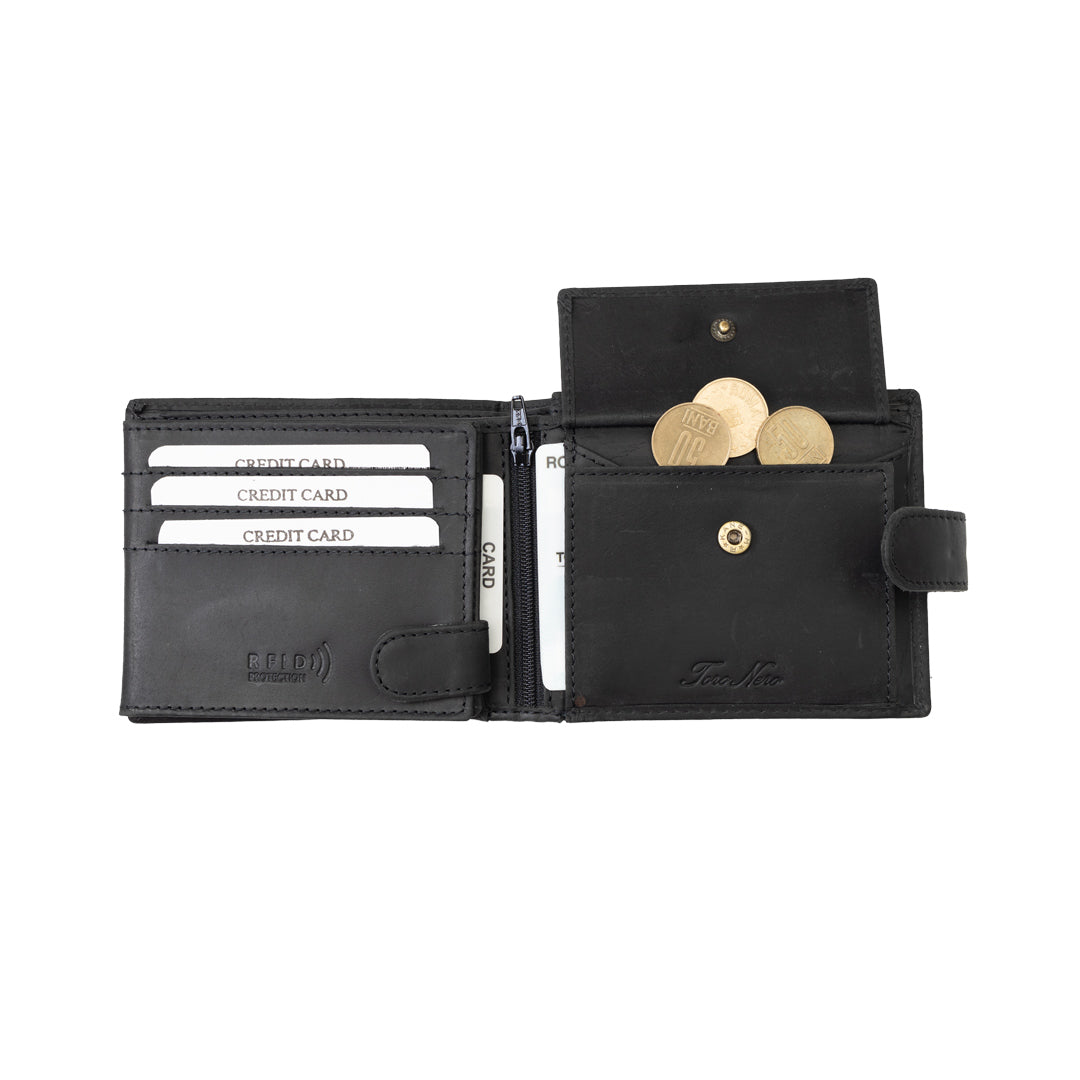 Portefeuille homme en cuir véritable noir Motorbike