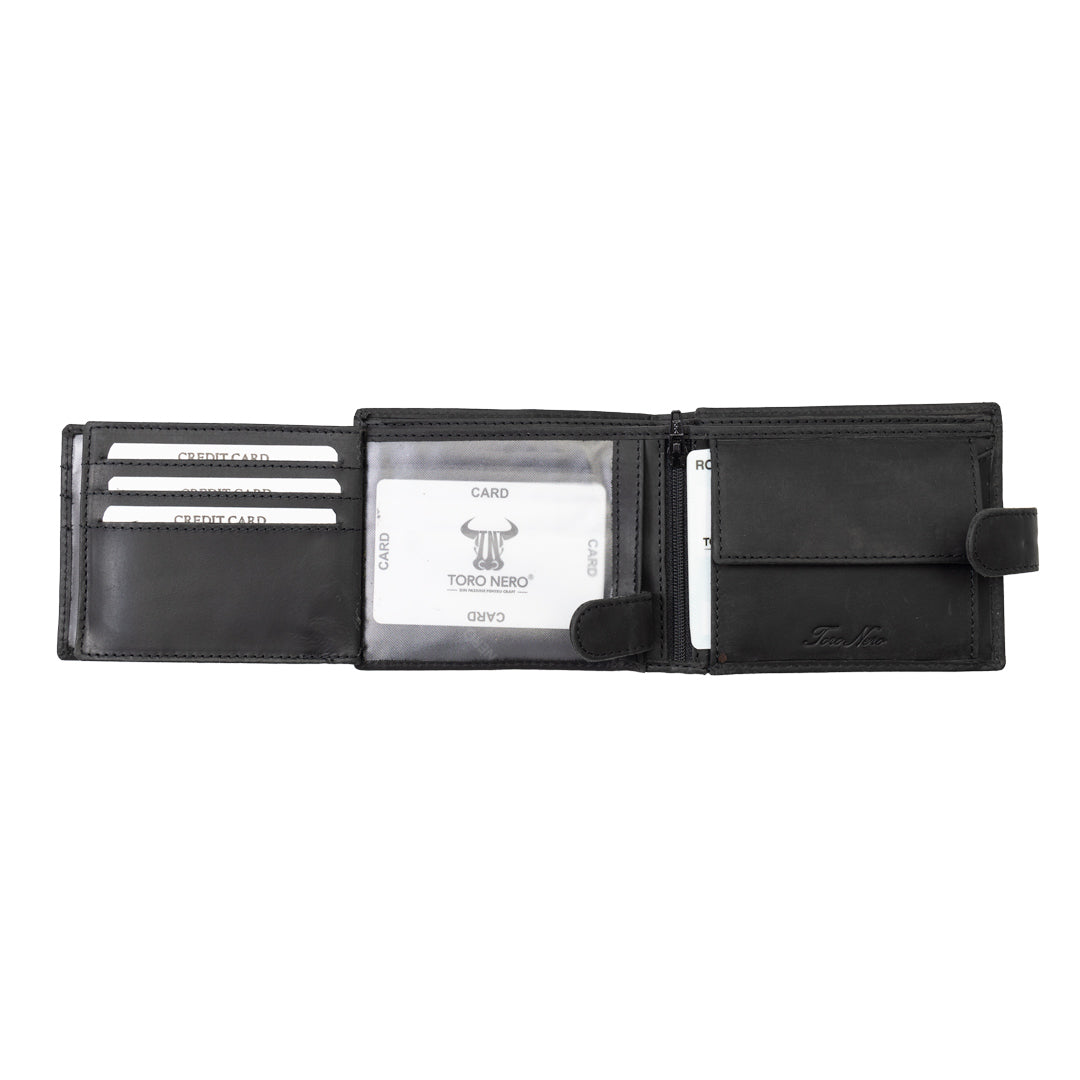Portefeuille homme en cuir véritable noir Motorbike
