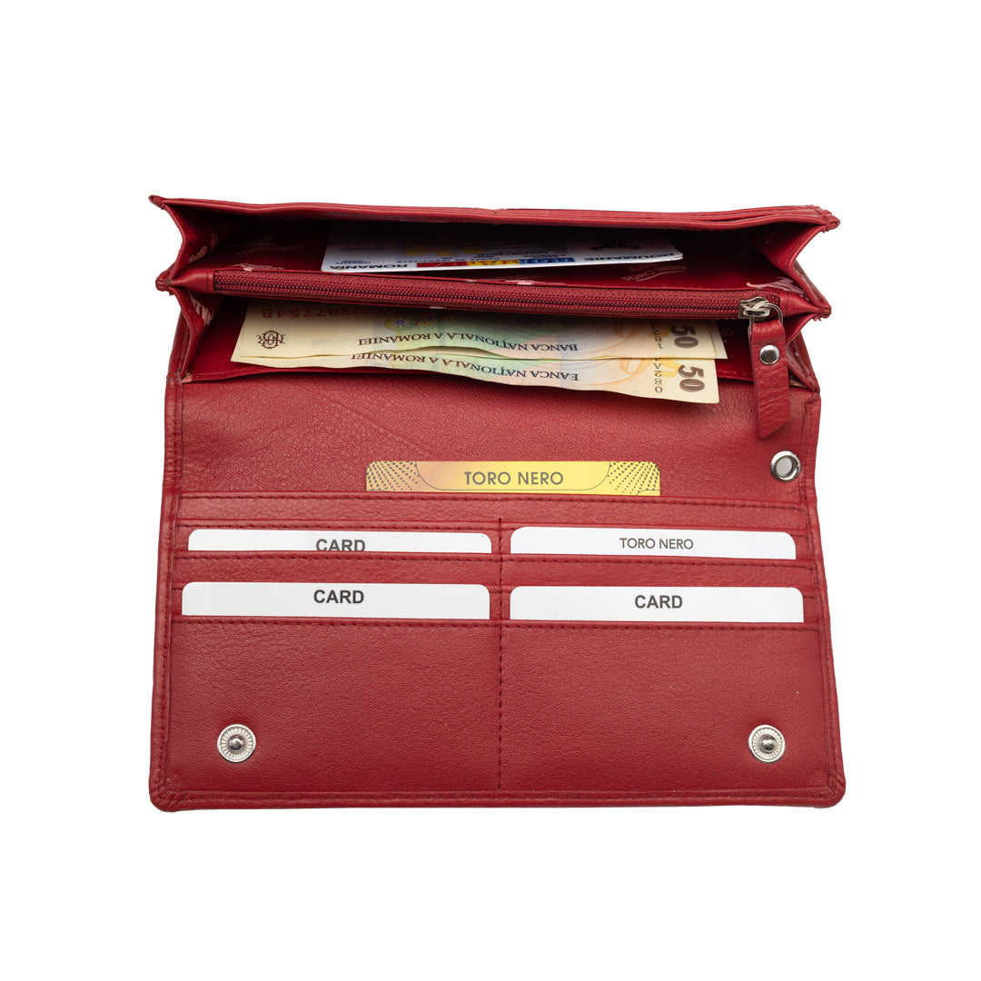 Damenportemonnaie aus echtem Leder rot Chiara, RFID-Schutz