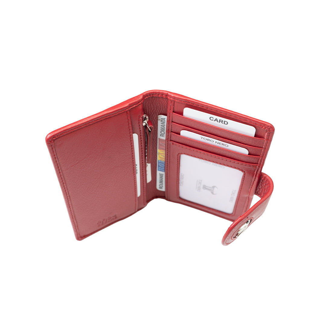Damenportemonnaie aus echtem Leder, rot, Mia, RFID-Schutz