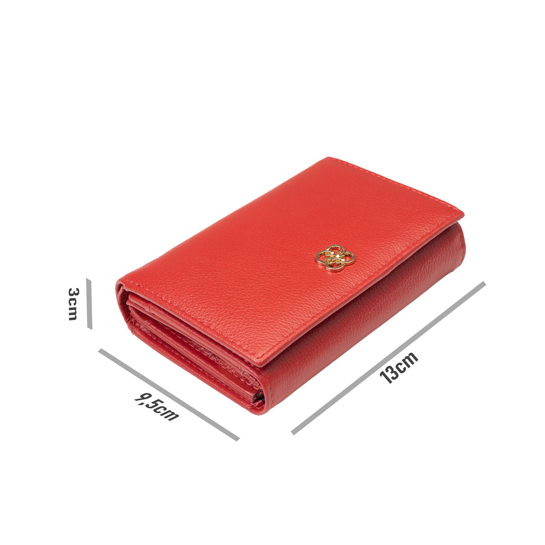 Damen-Geldbörse aus echtem Leder, rot, Details Klein