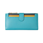 Portafoglio donna in vera pelle turchese Cory, protezione RFID